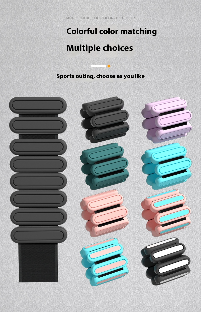 Collection of colorful 
bands on a gray background with text about color matching and choices.