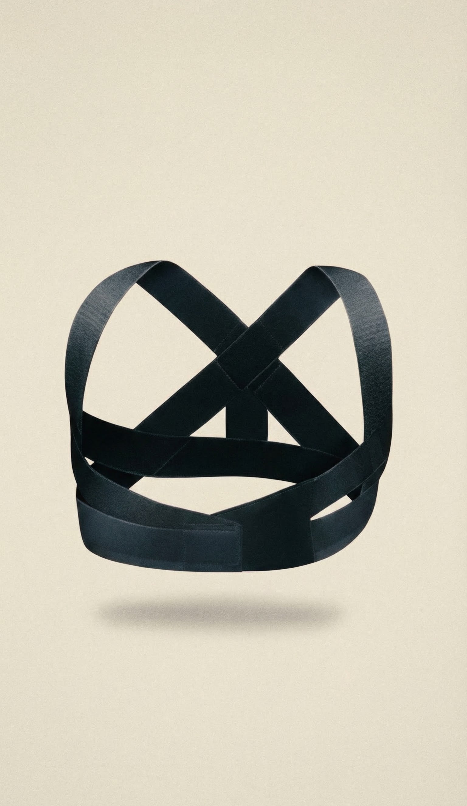 Black cross-shaped strap on a beige background