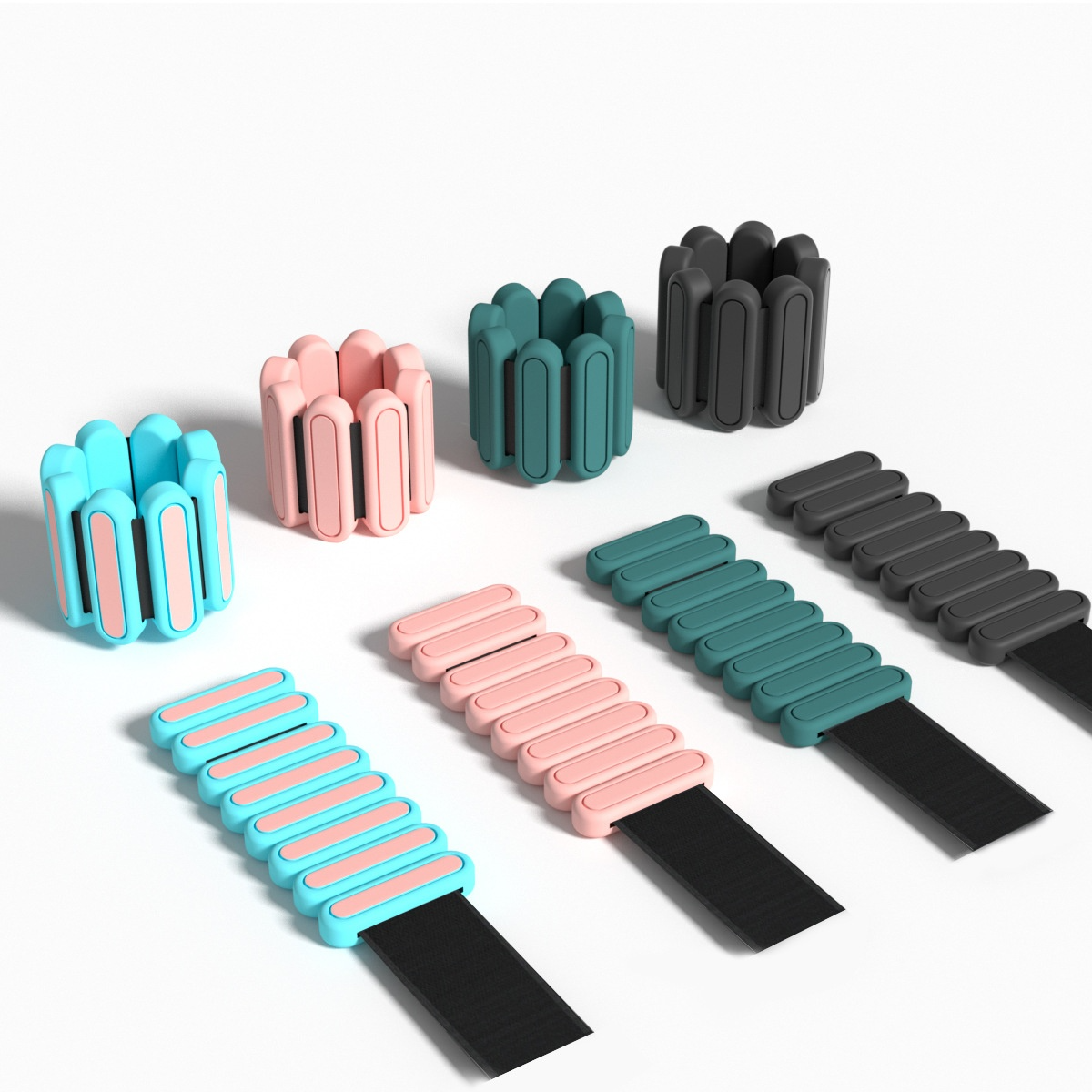 Set of colorful plastic clips on a white background