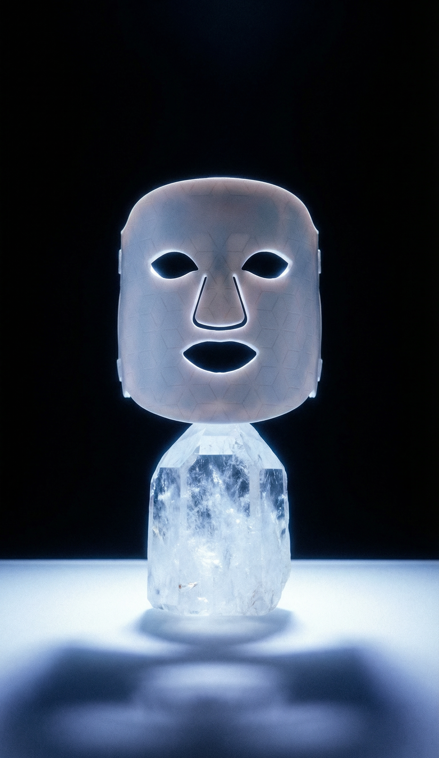 Light-up mask on a dark background